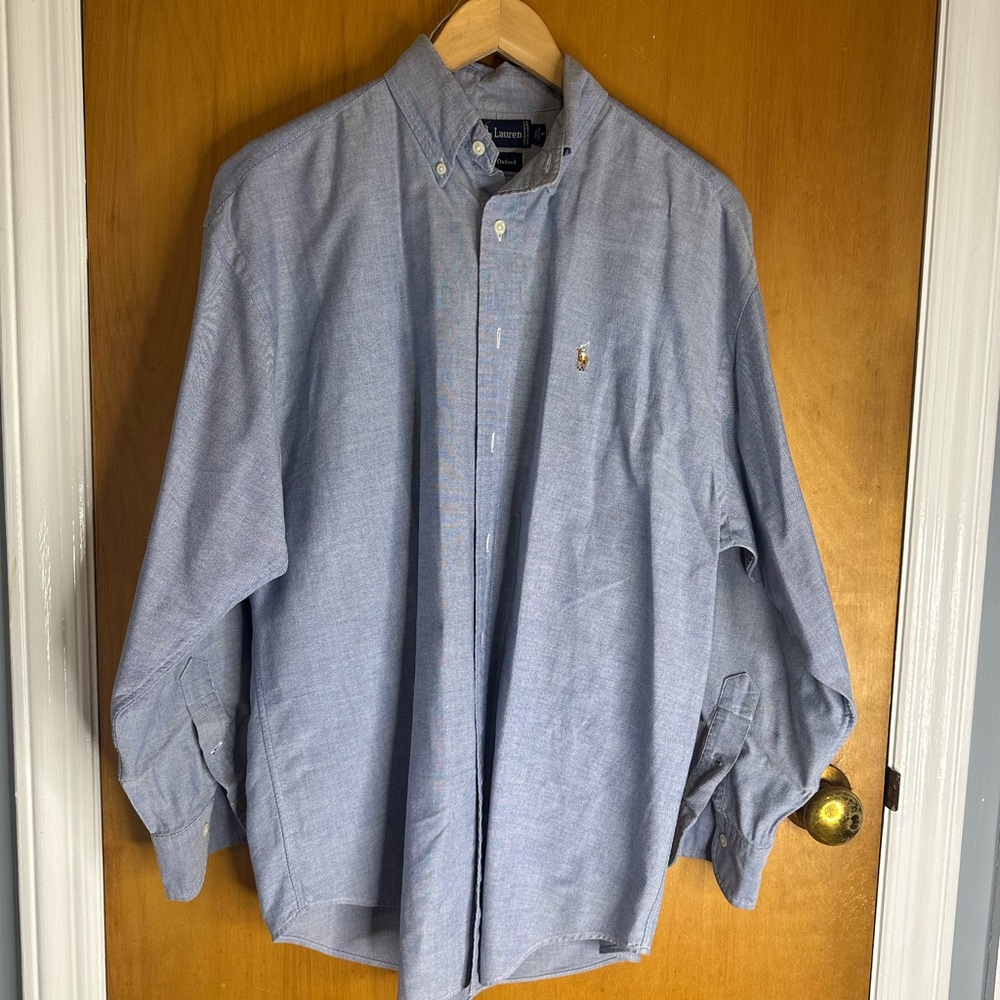 Ralph Lauren Women’s Light Blue Casual Button Down Shirt The Big Oxford